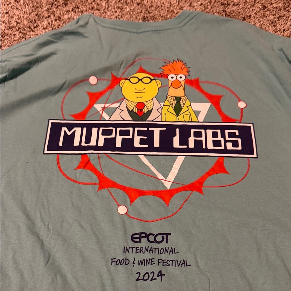 Disney Muppet Labs EPCOT International Food and Wine Festival Men's Aqua T-Shirt - Picture 3 of 3